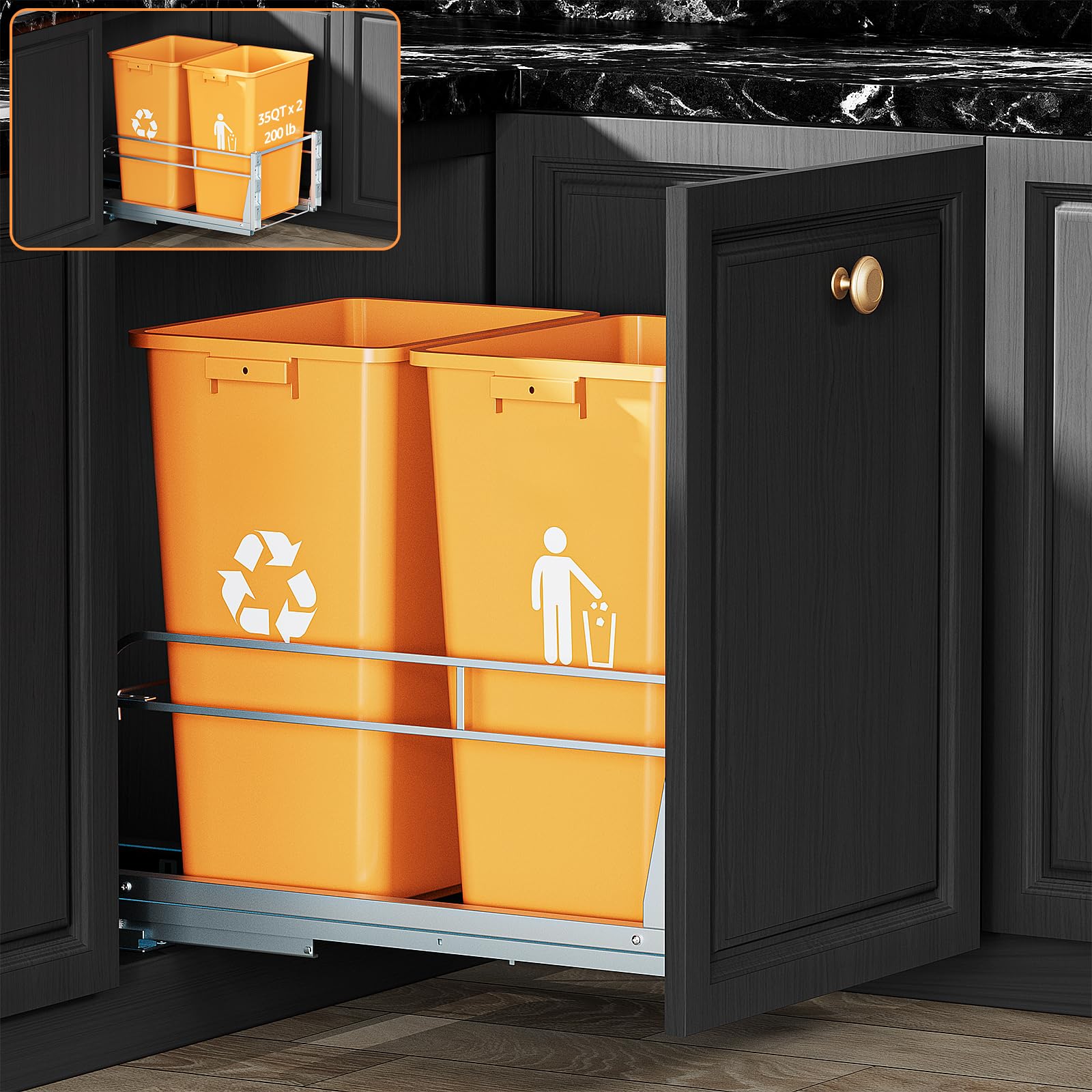 UNDER COVER × Trash but期 クロス　4つセット Amazon.com: RUNMI Double Pull Out Trash Can Under Cabinet with